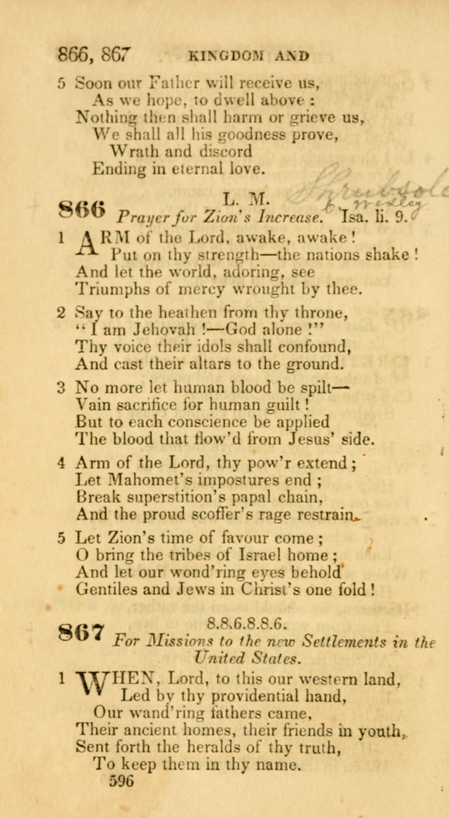 Hymns: selected and original, for public and private worship (30th ed.) page 596