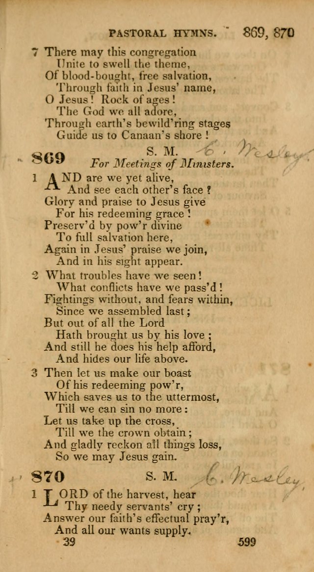 Hymns: selected and original, for public and private worship (30th ed.) page 599