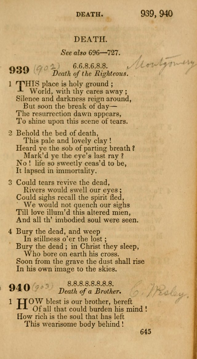 Hymns: selected and original, for public and private worship (30th ed.) page 645