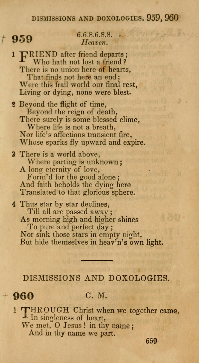 Hymns: selected and original, for public and private worship (30th ed.) page 659