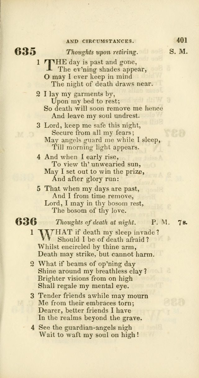 Hymns: selected and original, for public and private worship (60th ed., 1st rev. ed.) page 401