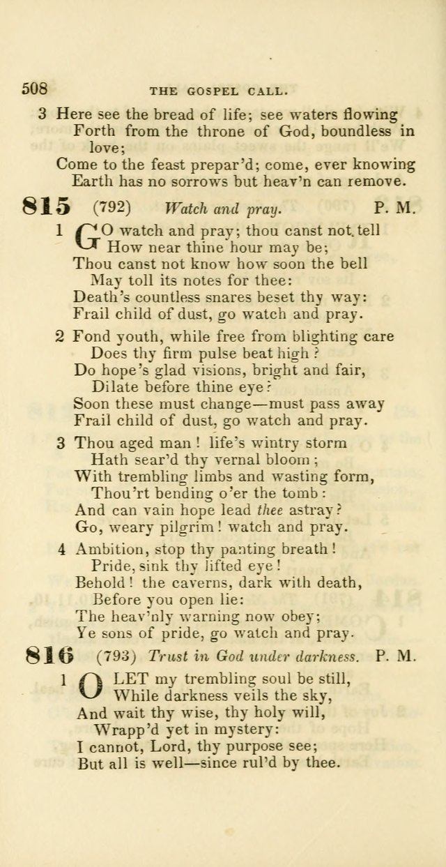 Hymns: selected and original, for public and private worship (60th ed., 1st rev. ed.) page 508