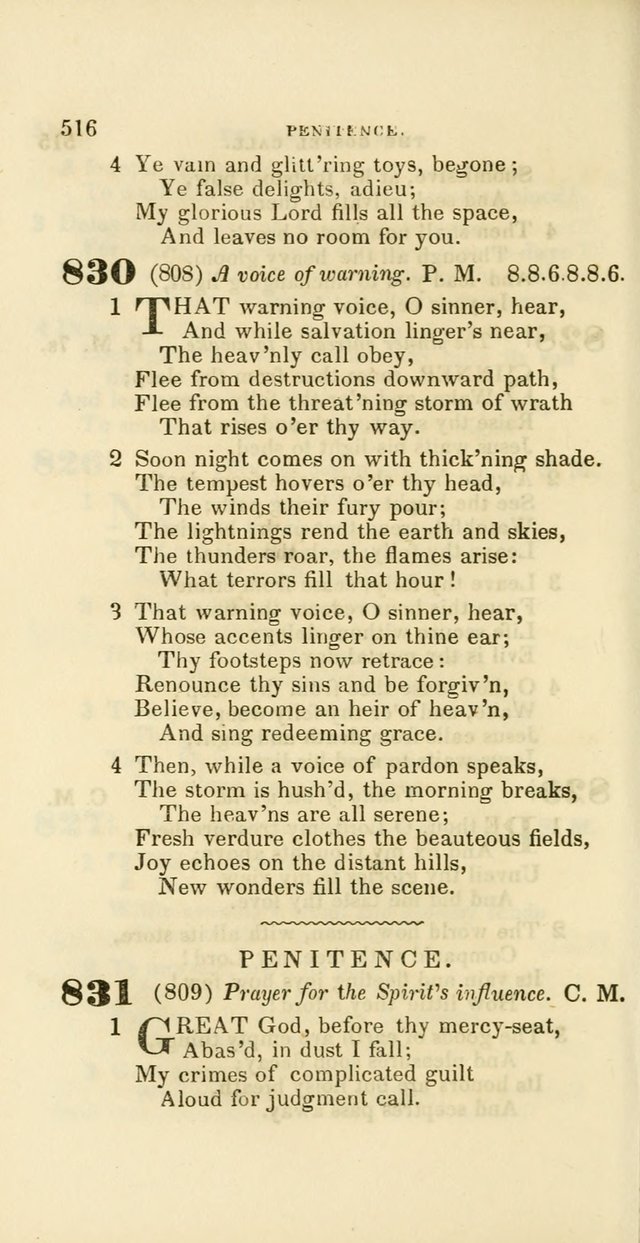 Hymns: selected and original, for public and private worship (60th ed., 1st rev. ed.) page 516