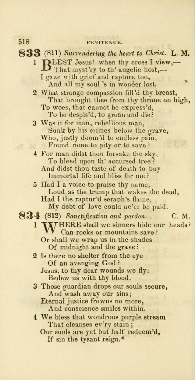 Hymns: selected and original, for public and private worship (60th ed., 1st rev. ed.) page 518