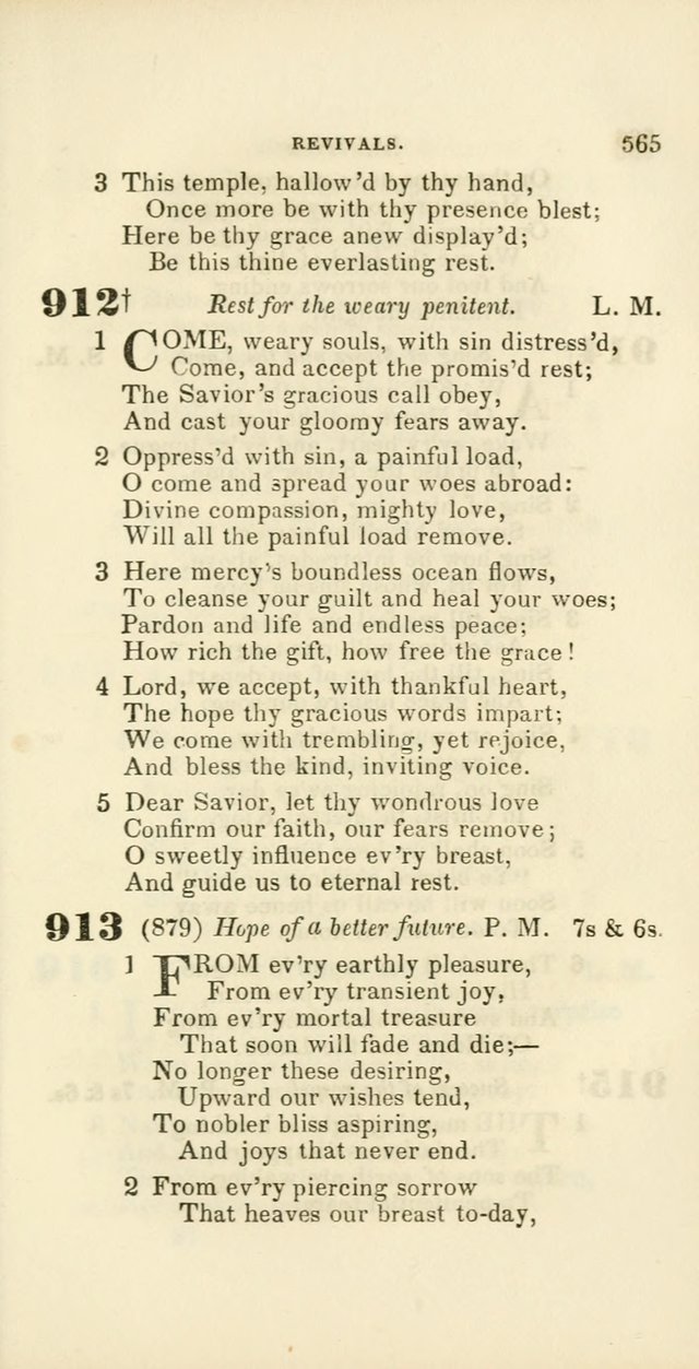 Hymns: selected and original, for public and private worship (60th ed., 1st rev. ed.) page 565