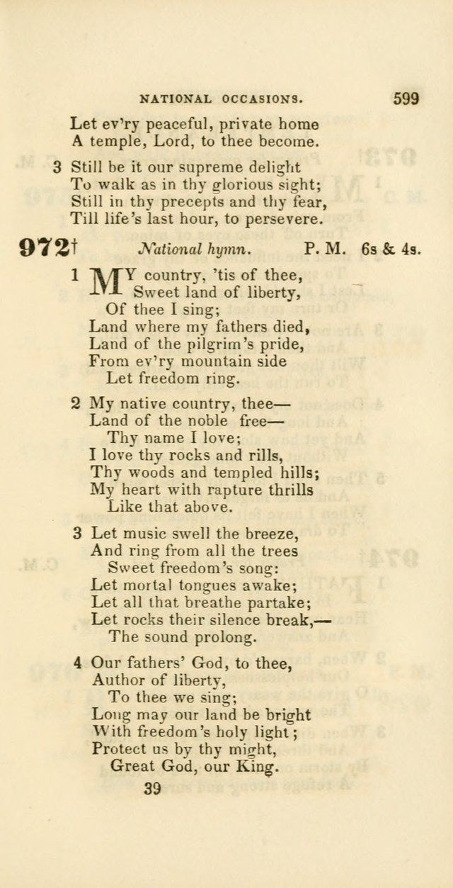 Hymns: selected and original, for public and private worship (60th ed., 1st rev. ed.) page 599