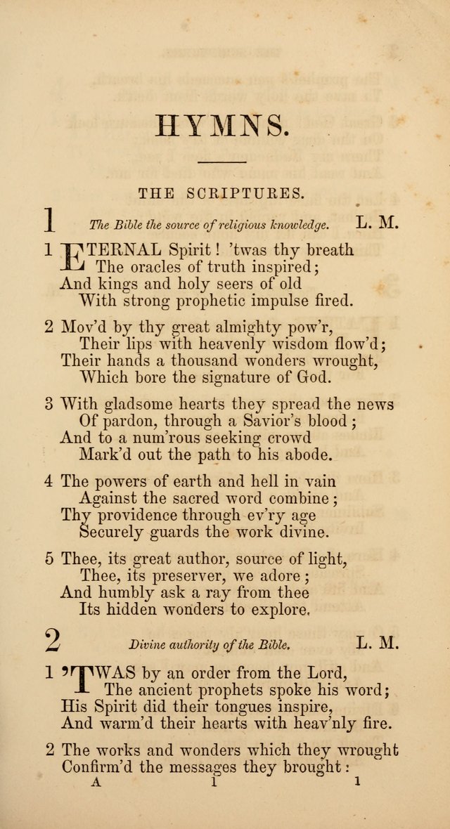 Hymns: selected and original, for public and  private worship (4th ed. 3rd rev. ed.) page 1