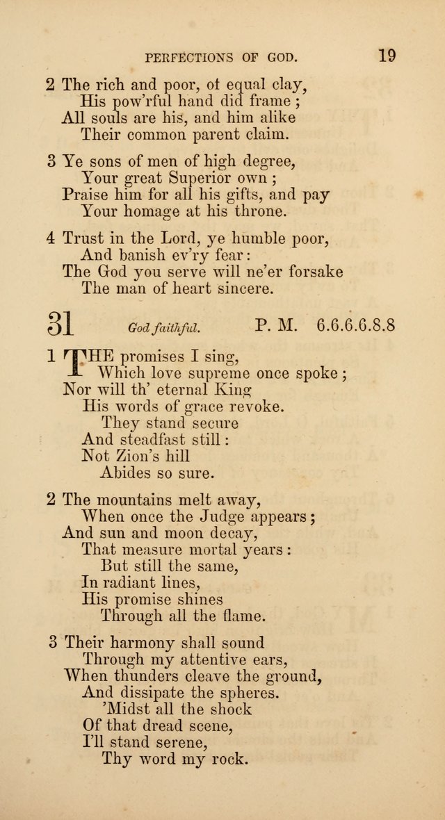 Hymns: selected and original, for public and  private worship (4th ed. 3rd rev. ed.) page 19