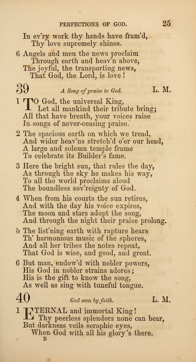 Hymns: selected and original, for public and  private worship (4th ed. 3rd rev. ed.) page 25