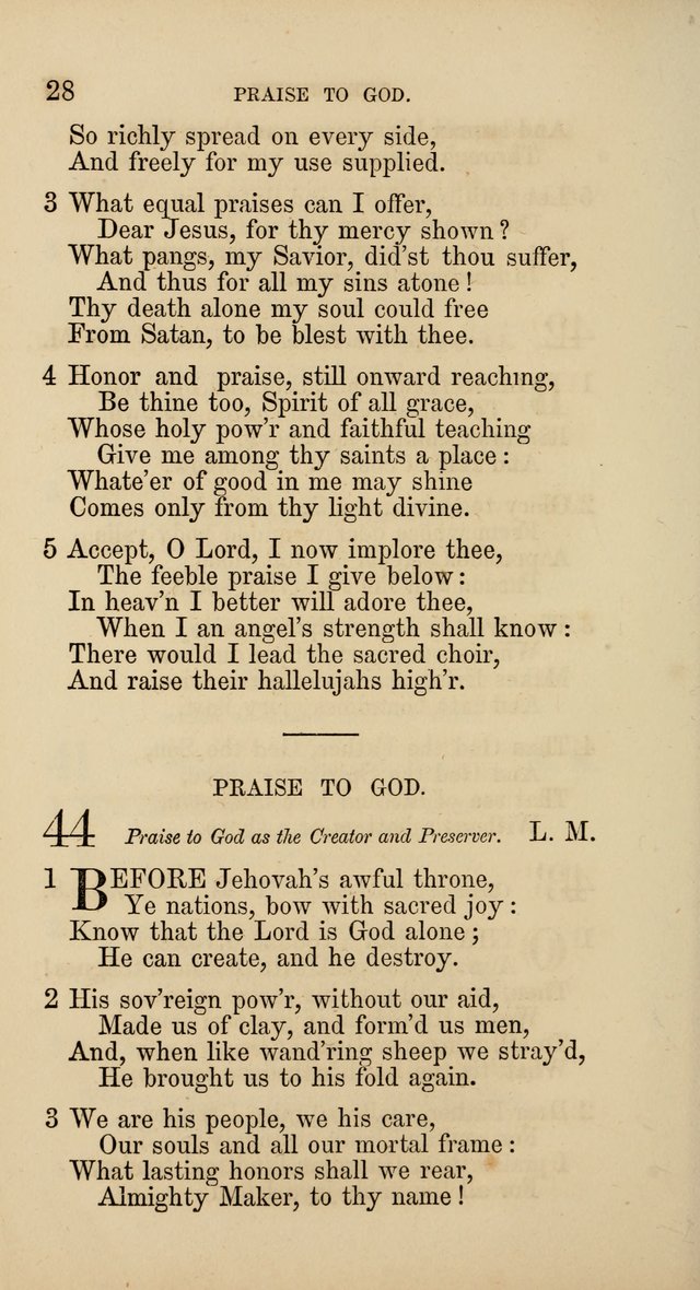 Hymns: selected and original, for public and  private worship (4th ed. 3rd rev. ed.) page 28