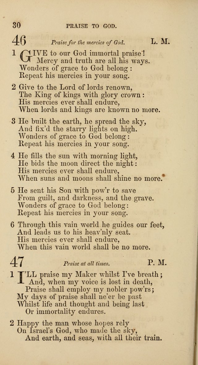 Hymns: selected and original, for public and  private worship (4th ed. 3rd rev. ed.) page 30