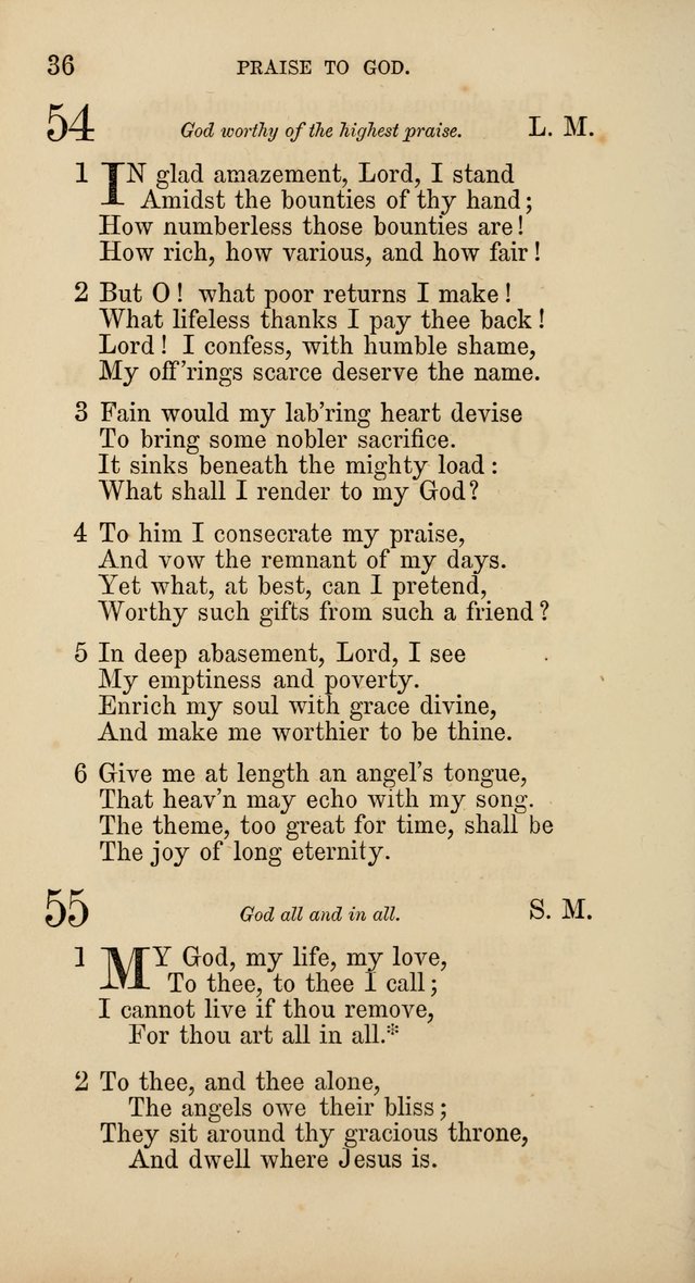 Hymns: selected and original, for public and  private worship (4th ed. 3rd rev. ed.) page 38