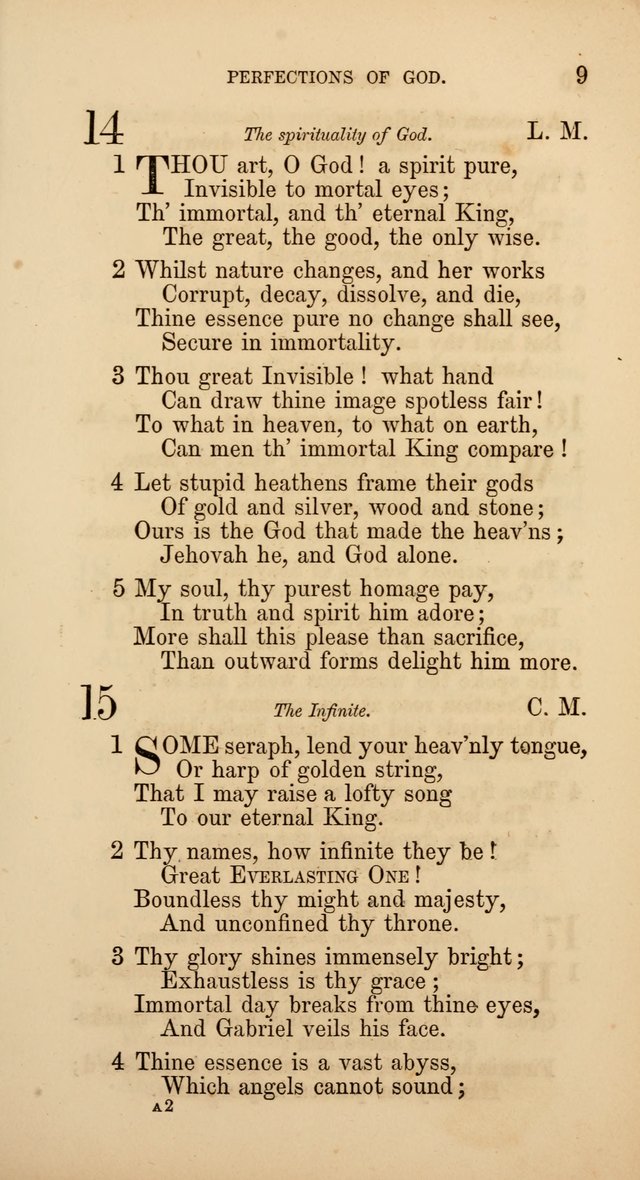 Hymns: selected and original, for public and  private worship (4th ed. 3rd rev. ed.) page 9