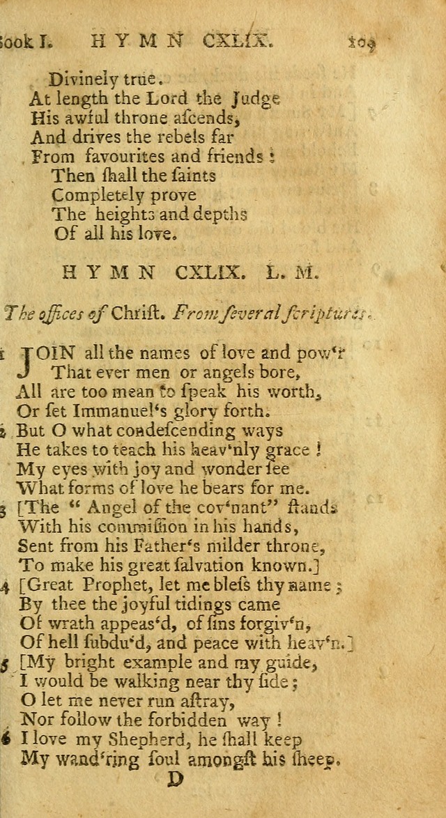 Hymns and Spiritual Songs, in Three Books: I. collected from the scriptures, II. composed on divine subjects, III. prepared for the Lord