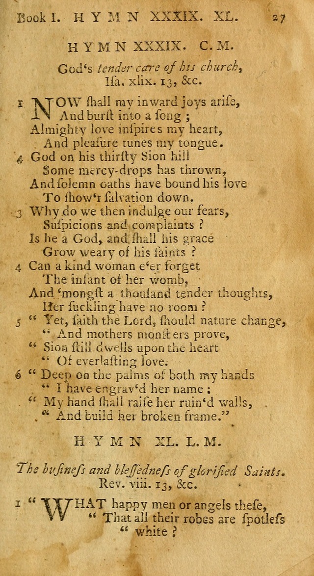 Hymns and Spiritual Songs, in Three Books: I. collected from the scriptures, II. composed on divine subjects, III. prepared for the Lord