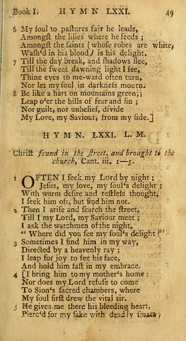 Hymns and Spiritual Songs, in Three Books: I. collected from the scriptures, II. composed on divine subjects, III. prepared for the Lord