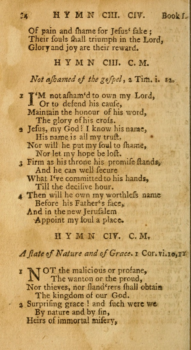 Hymns and Spiritual Songs, in Three Books: I. collected from the scriptures, II. composed on divine subjects, III. prepared for the Lord