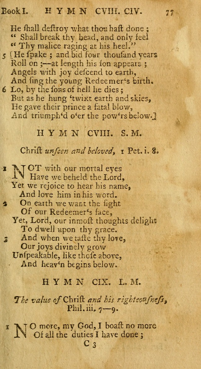 Hymns and Spiritual Songs, in Three Books: I. collected from the scriptures, II. composed on divine subjects, III. prepared for the Lord