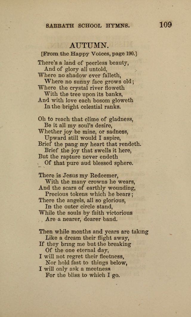 Hymns for the use of the Sabbath School of the Second Reformed Church, Albany N. Y. page 109