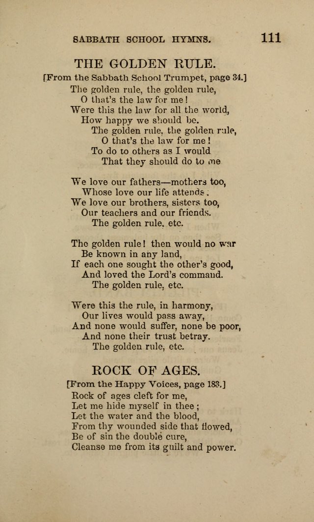 Hymns for the use of the Sabbath School of the Second Reformed Church, Albany N. Y. page 111