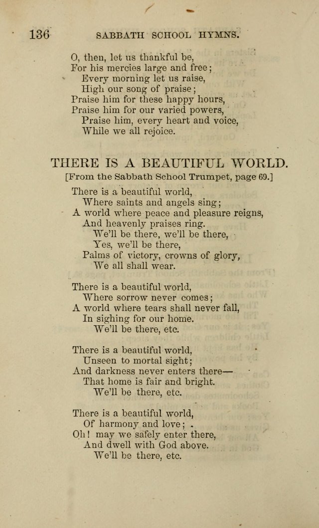 Hymns for the use of the Sabbath School of the Second Reformed Church, Albany N. Y. page 136