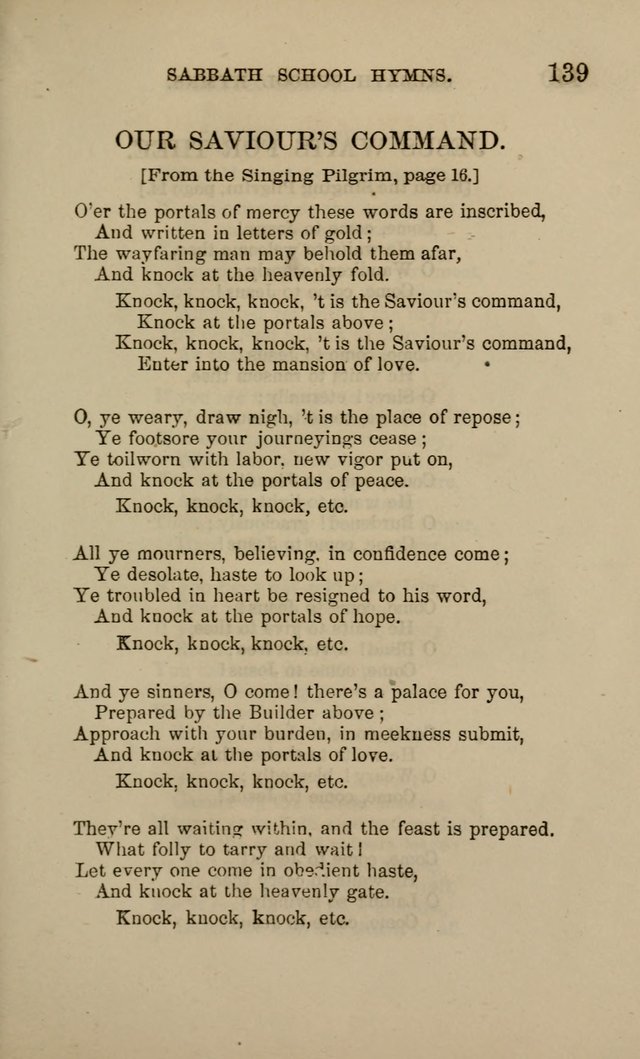 Hymns for the use of the Sabbath School of the Second Reformed Church, Albany N. Y. page 139