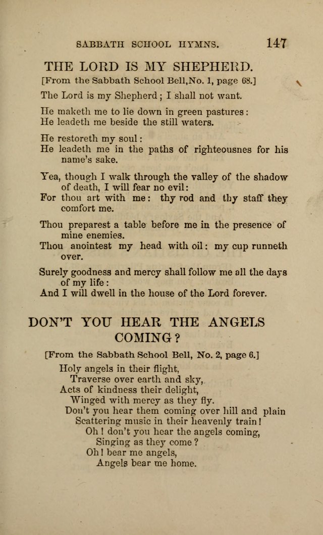 Hymns for the use of the Sabbath School of the Second Reformed Church, Albany N. Y. page 147