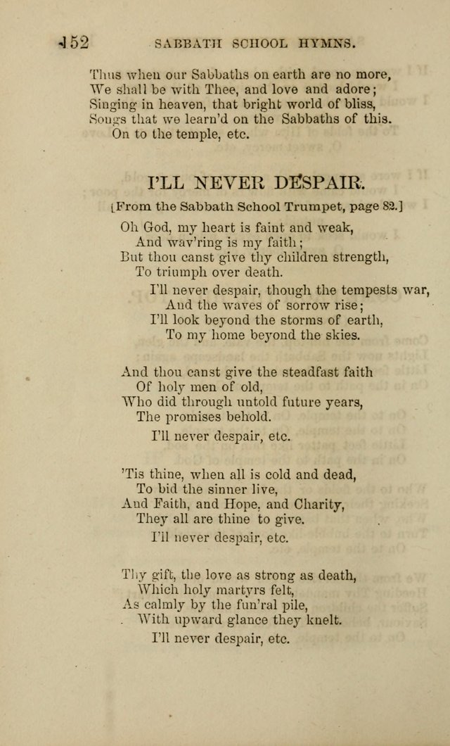 Hymns for the use of the Sabbath School of the Second Reformed Church, Albany N. Y. page 152