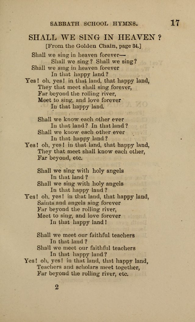 Hymns for the use of the Sabbath School of the Second Reformed Church, Albany N. Y. page 17