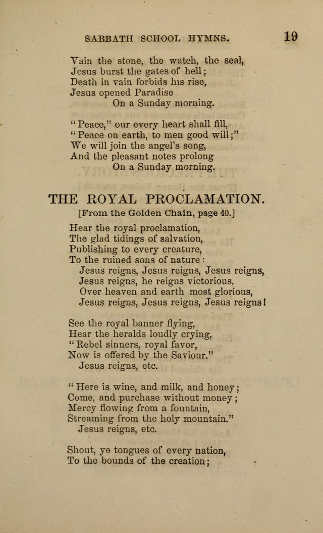 Hymns for the use of the Sabbath School of the Second Reformed Church, Albany N. Y. page 19