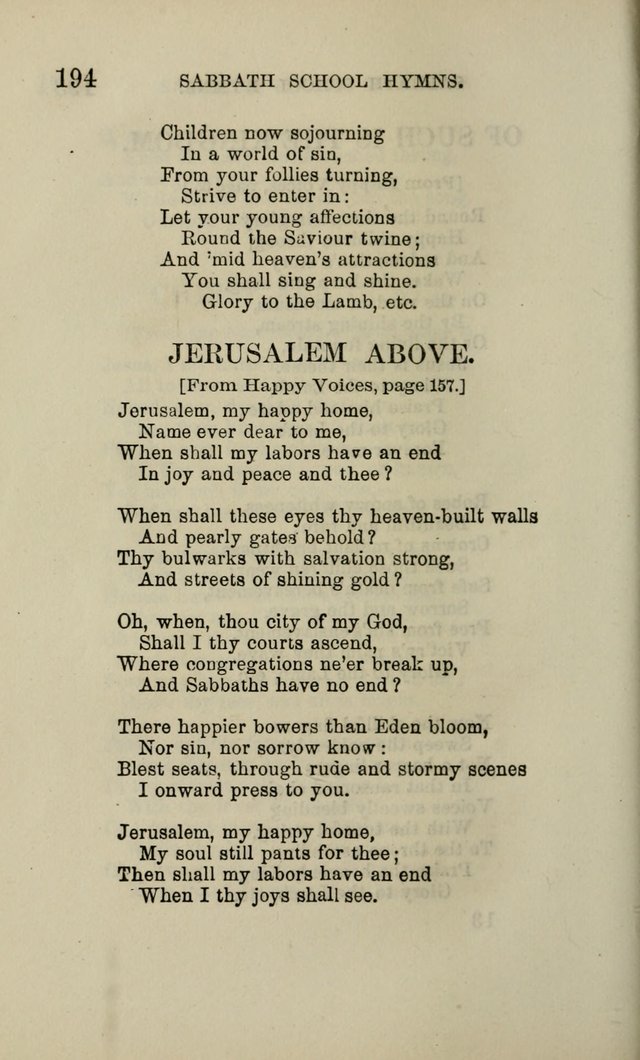 Hymns for the use of the Sabbath School of the Second Reformed Church, Albany N. Y. page 196