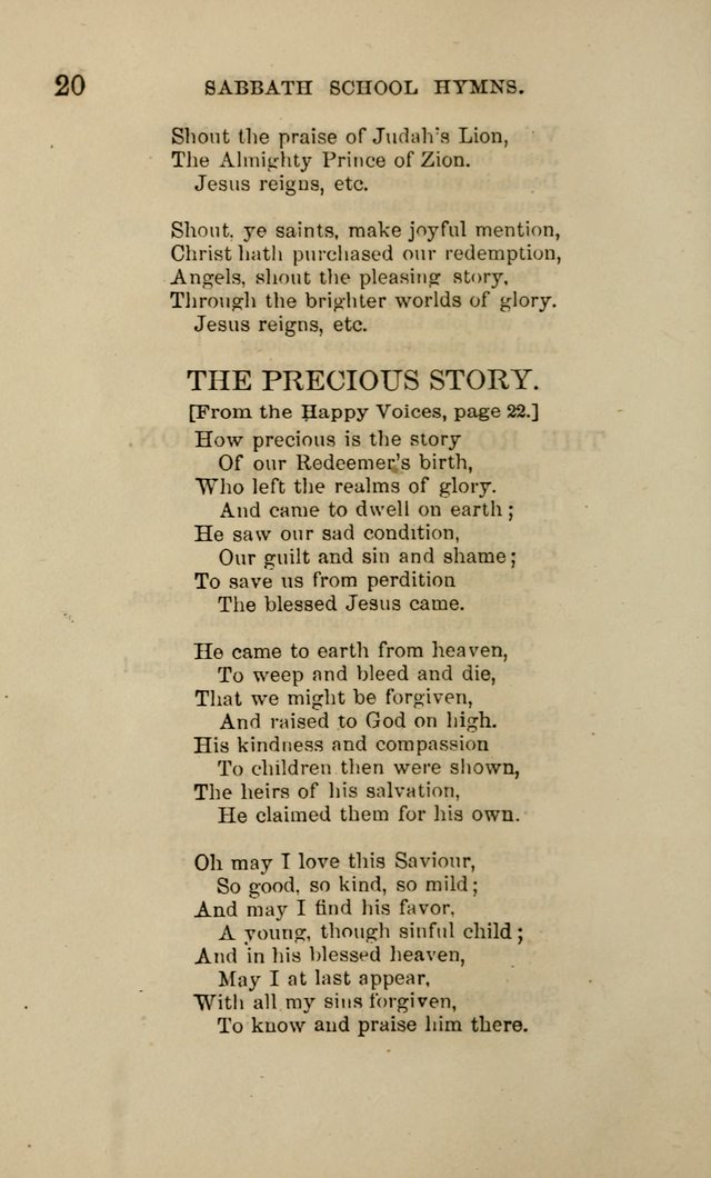 Hymns for the use of the Sabbath School of the Second Reformed Church, Albany N. Y. page 20