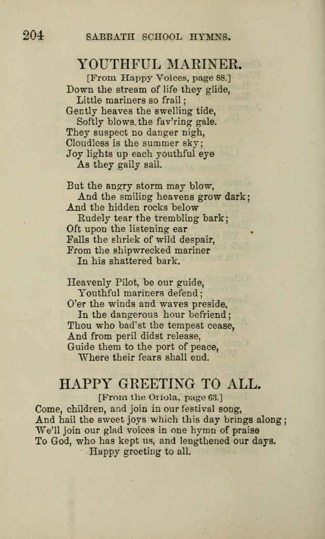 Hymns for the use of the Sabbath School of the Second Reformed Church, Albany N. Y. page 206