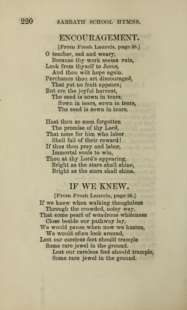 Hymns for the use of the Sabbath School of the Second Reformed Church, Albany N. Y. page 222