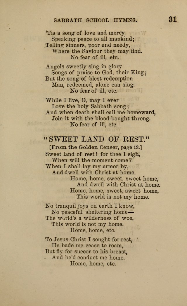 Hymns for the use of the Sabbath School of the Second Reformed Church, Albany N. Y. page 31