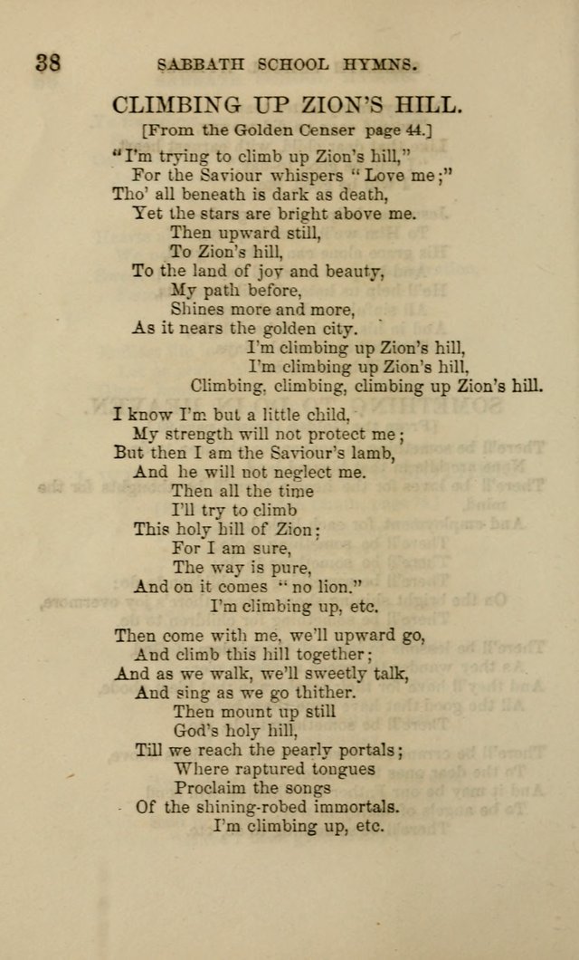 Hymns for the use of the Sabbath School of the Second Reformed Church, Albany N. Y. page 38