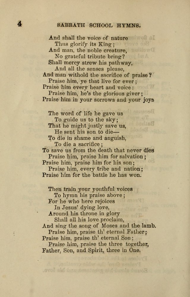 Hymns for the use of the Sabbath School of the Second Reformed Church, Albany N. Y. page 4