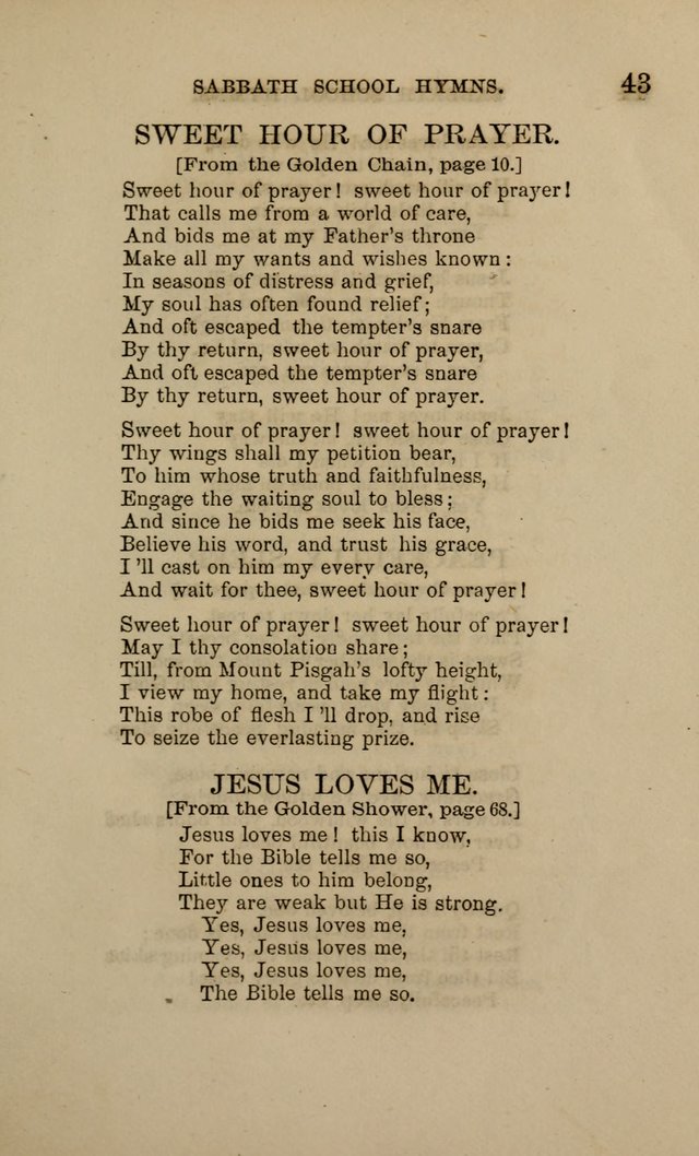 Hymns for the use of the Sabbath School of the Second Reformed Church, Albany N. Y. page 43