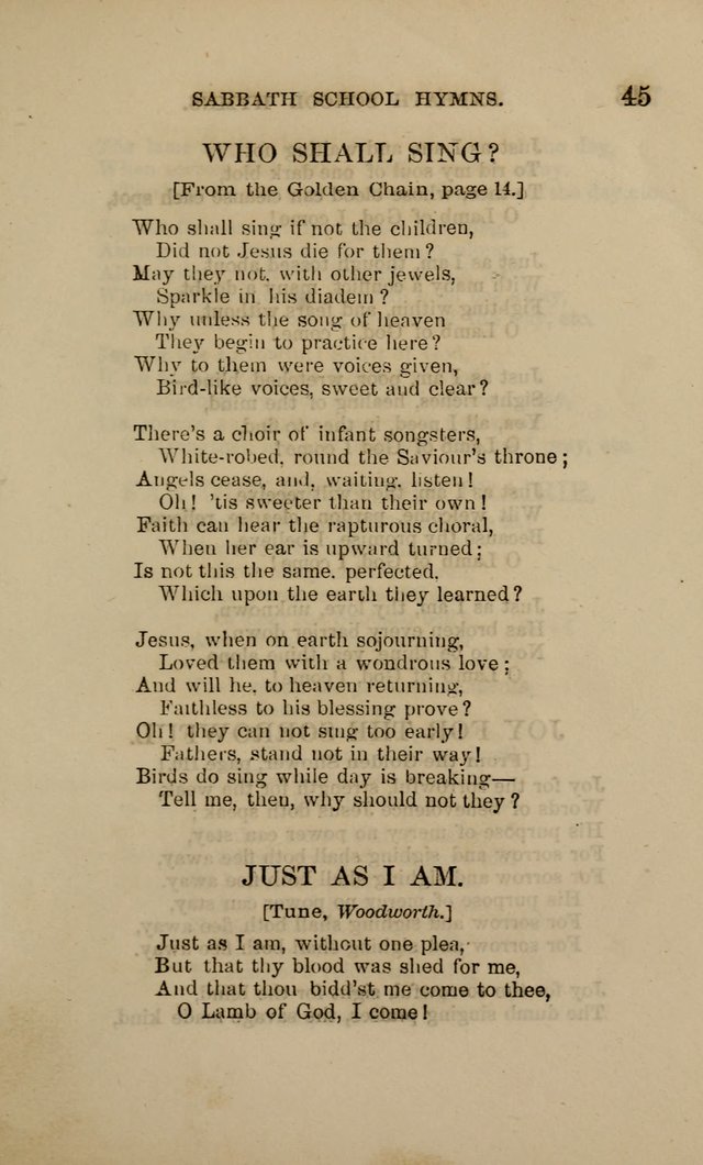 Hymns for the use of the Sabbath School of the Second Reformed Church, Albany N. Y. page 45