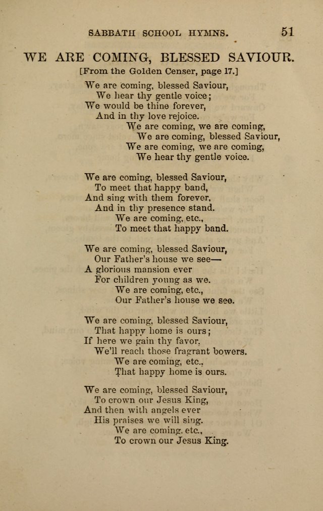 Hymns for the use of the Sabbath School of the Second Reformed Church, Albany N. Y. page 51