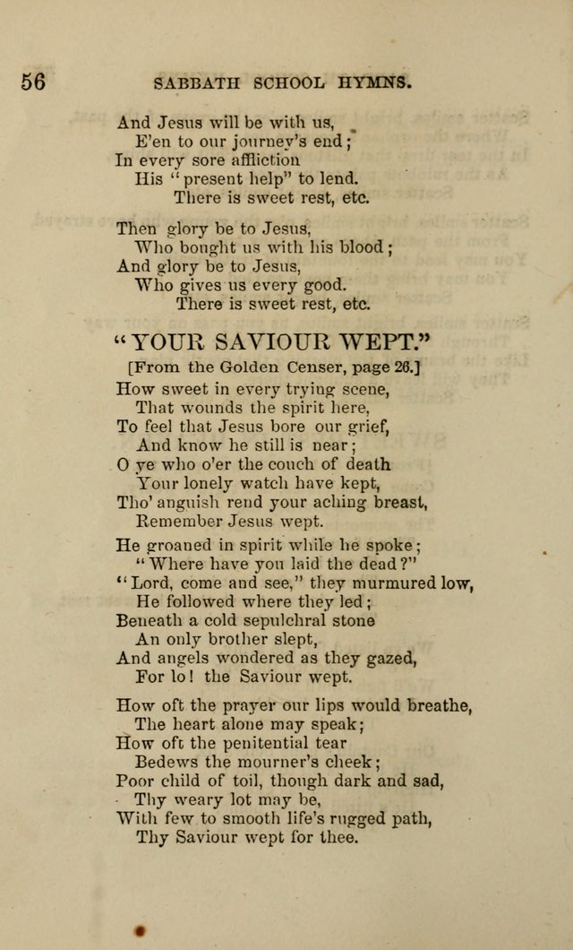 Hymns for the use of the Sabbath School of the Second Reformed Church, Albany N. Y. page 56