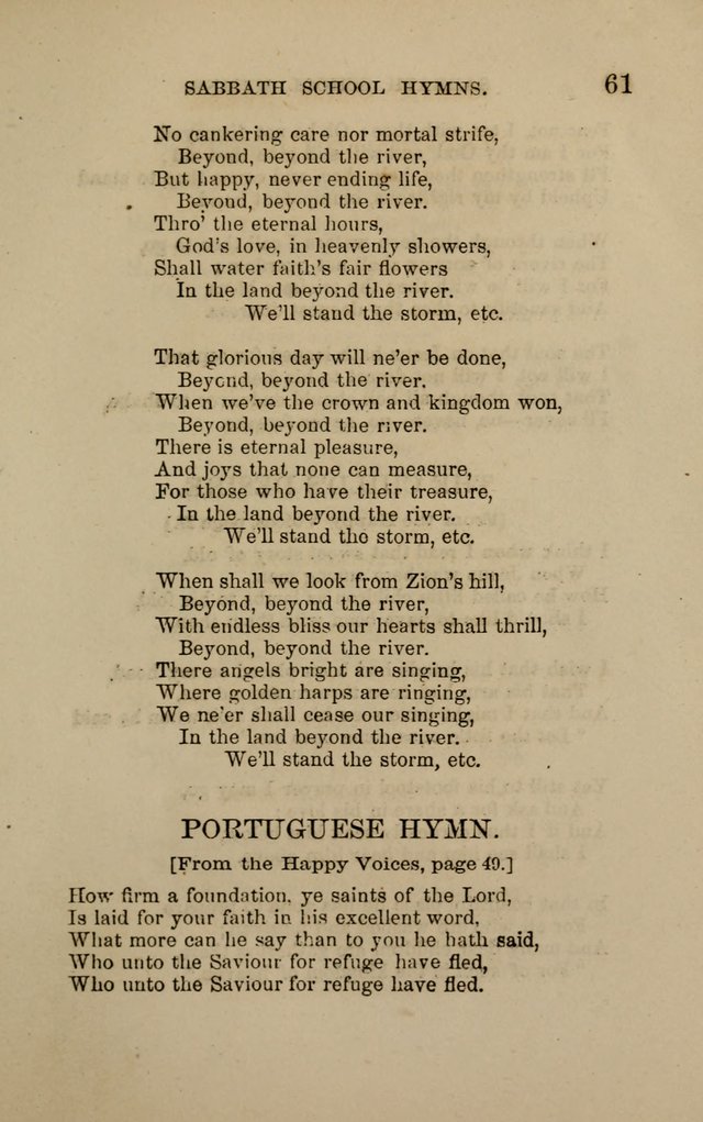 Hymns for the use of the Sabbath School of the Second Reformed Church, Albany N. Y. page 61