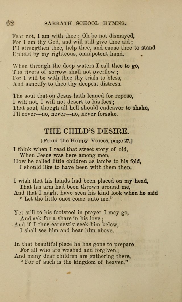 Hymns for the use of the Sabbath School of the Second Reformed Church, Albany N. Y. page 62