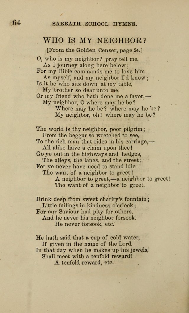 Hymns for the use of the Sabbath School of the Second Reformed Church, Albany N. Y. page 64