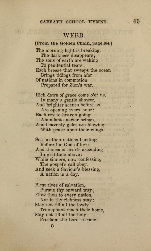 Hymns for the use of the Sabbath School of the Second Reformed Church, Albany N. Y. page 65