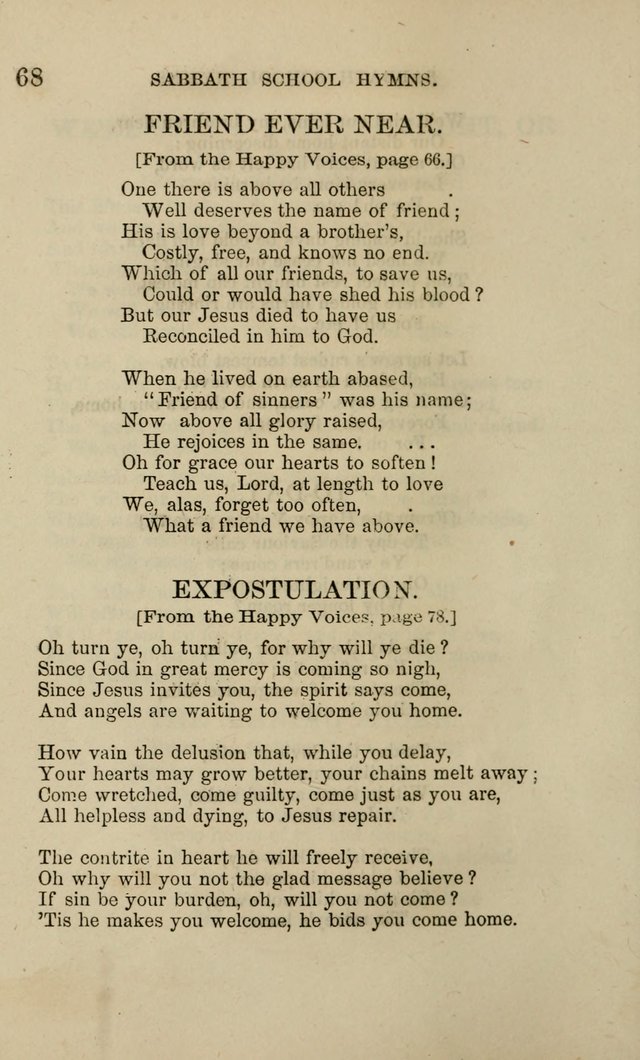 Hymns for the use of the Sabbath School of the Second Reformed Church, Albany N. Y. page 68