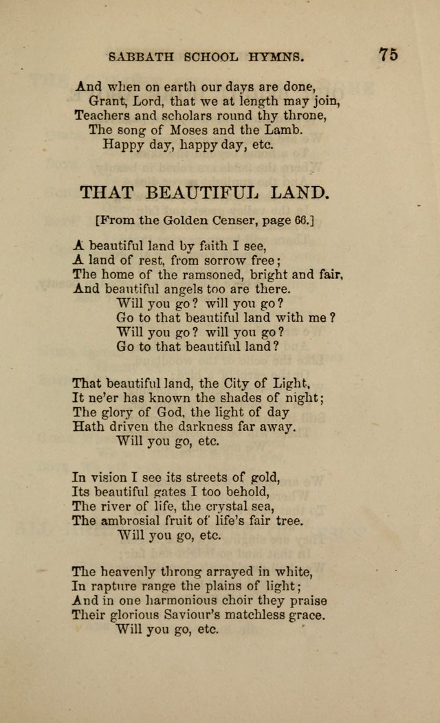 Hymns for the use of the Sabbath School of the Second Reformed Church, Albany N. Y. page 75