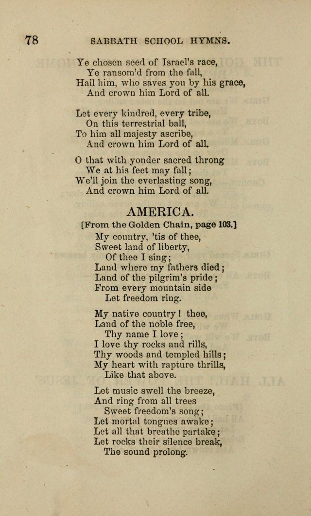 Hymns for the use of the Sabbath School of the Second Reformed Church, Albany N. Y. page 78