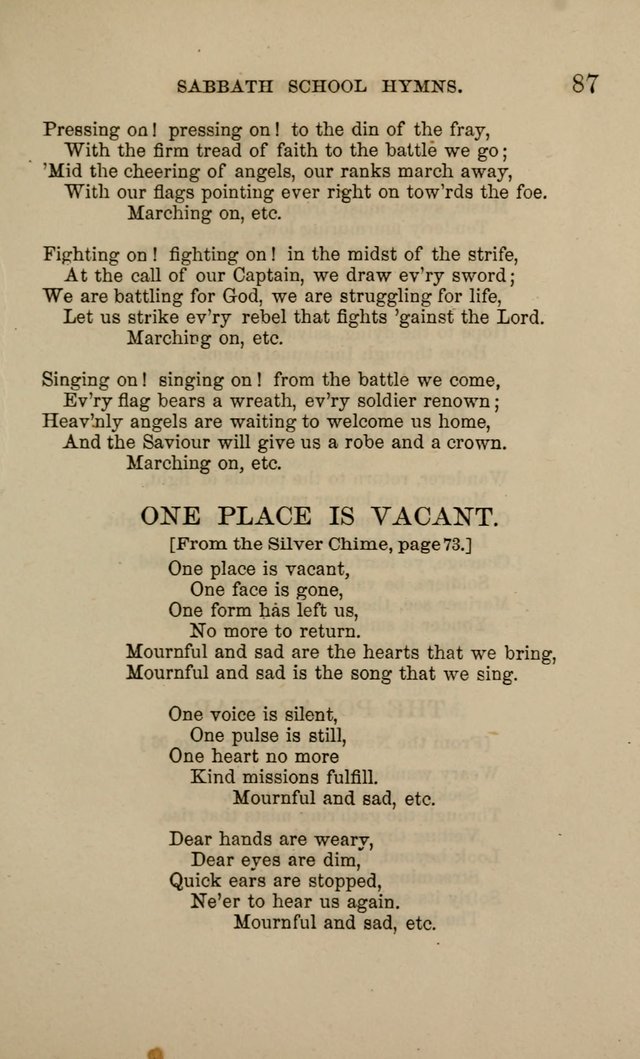 Hymns for the use of the Sabbath School of the Second Reformed Church, Albany N. Y. page 87