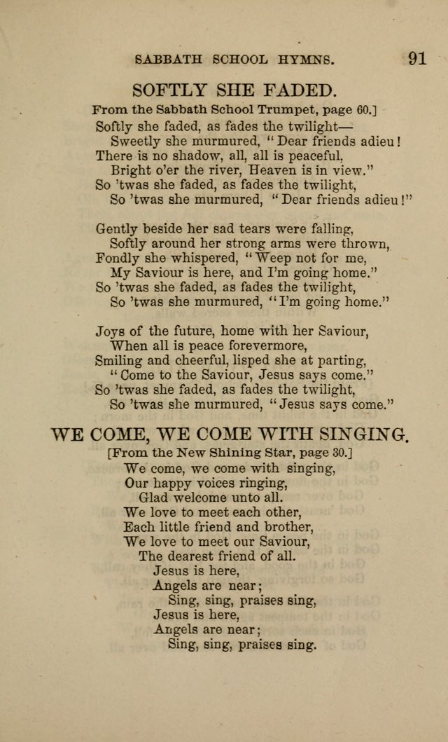 Hymns for the use of the Sabbath School of the Second Reformed Church, Albany N. Y. page 91